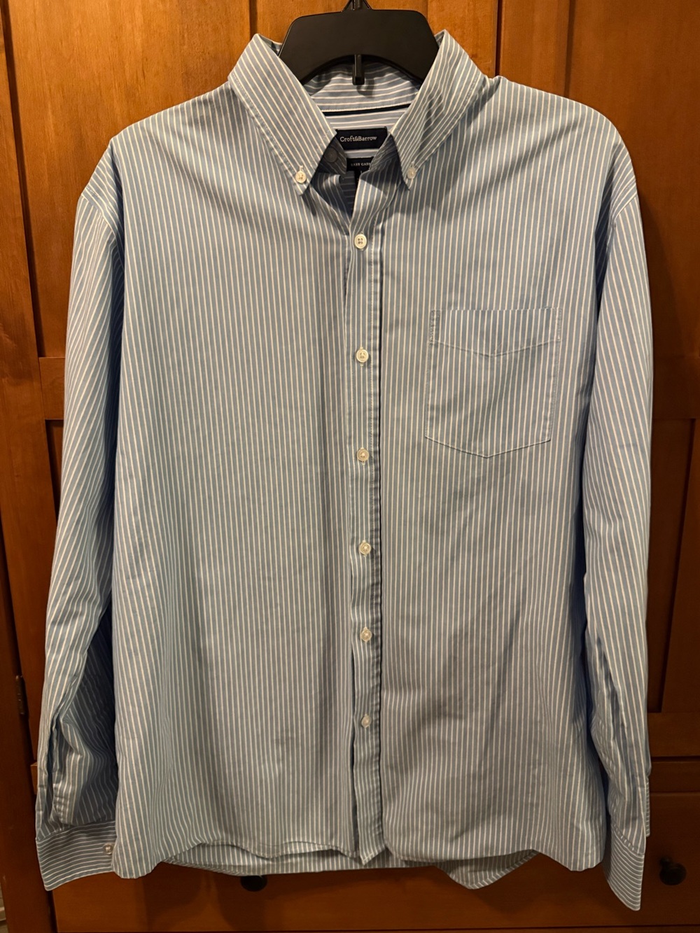 Croft & Barrow Easy Care Striped Button-Down Shirt | Men's Size Large Light Blue